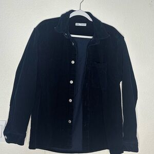 Black Corduroy Button-Up Shirt